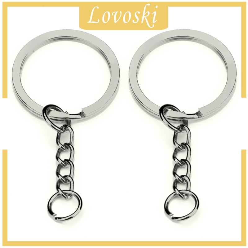 [LOVOSKI]30pcs Metal Split Keychain Rings With Chain 28mm Open Jump Ring DIY Key Ring