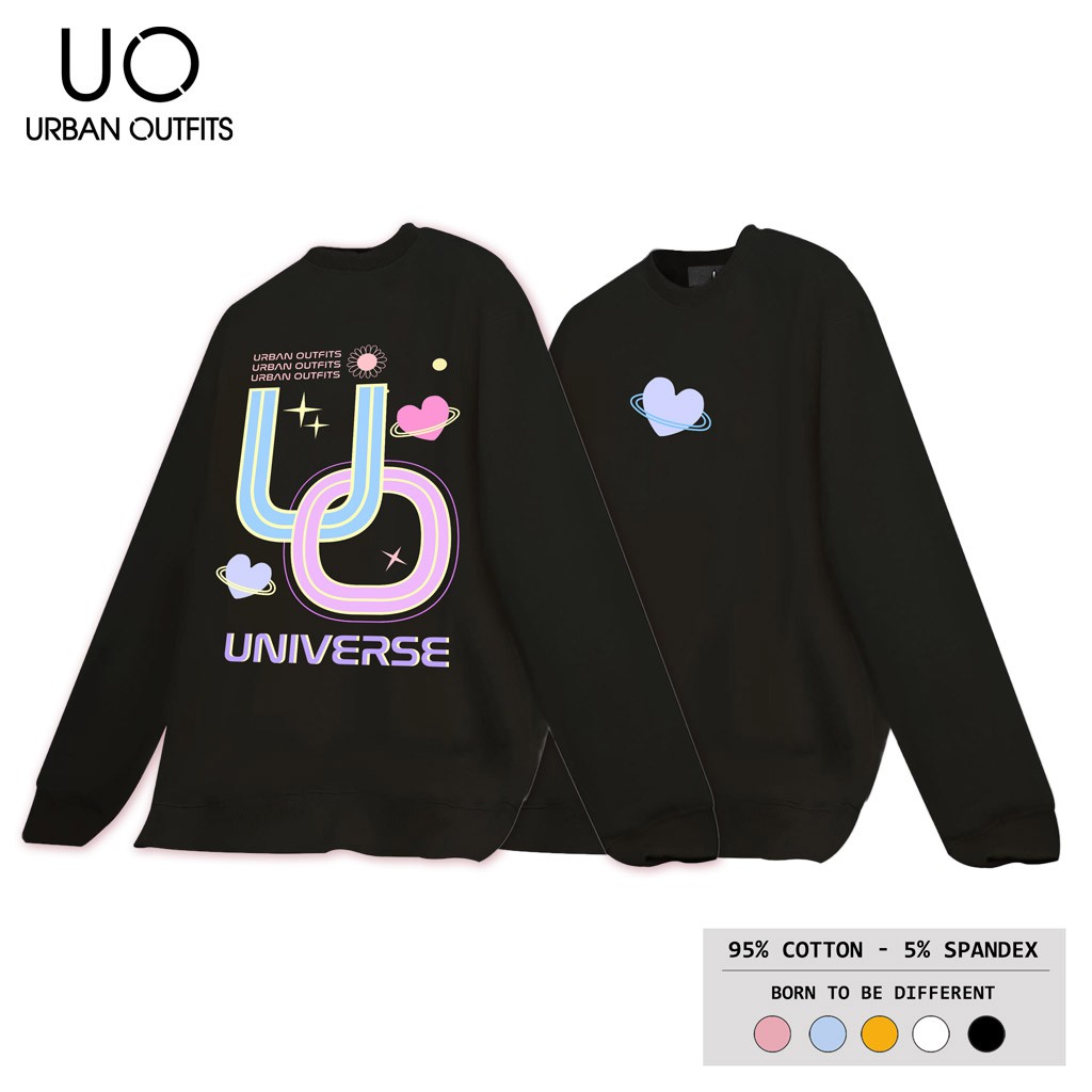 Áo Sweater Form Rộng Nữ Nam URBAN OUTFITS In Trái Tim UO Universe SWO36 Thun Cotton Nỉ