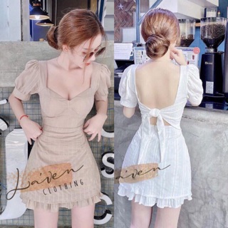 H26 Đầm tiểu thư thắt nơ lưng có mút ngực