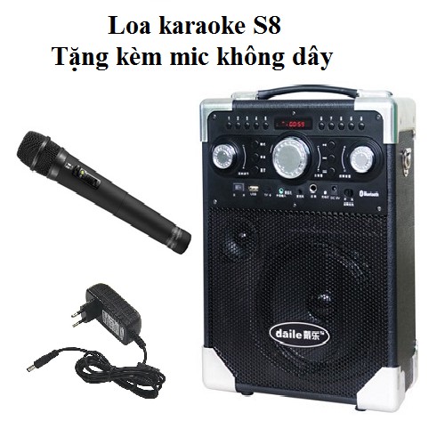 Loa kéo karaoke di động DAILE S8 có mic bluetooth 1 mic không dây