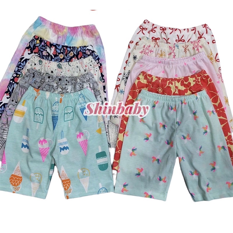 Set 10 quần legging lửng cotton nhiều họa tiết dễ thương mềm mát cho bé gái