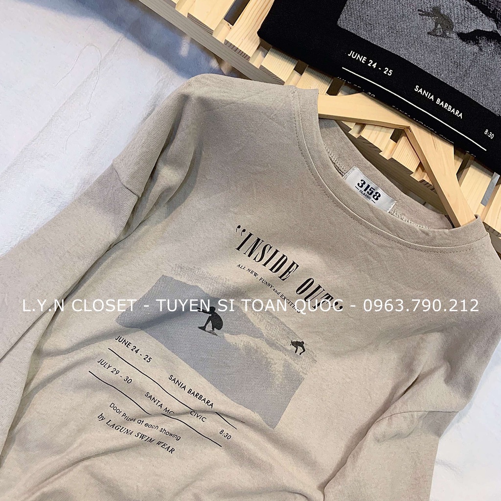 Áo thun 3158 dài tay INSIDE OUT dáng unisex form oversize hàng Quảng Châu Lyn Closet A115L