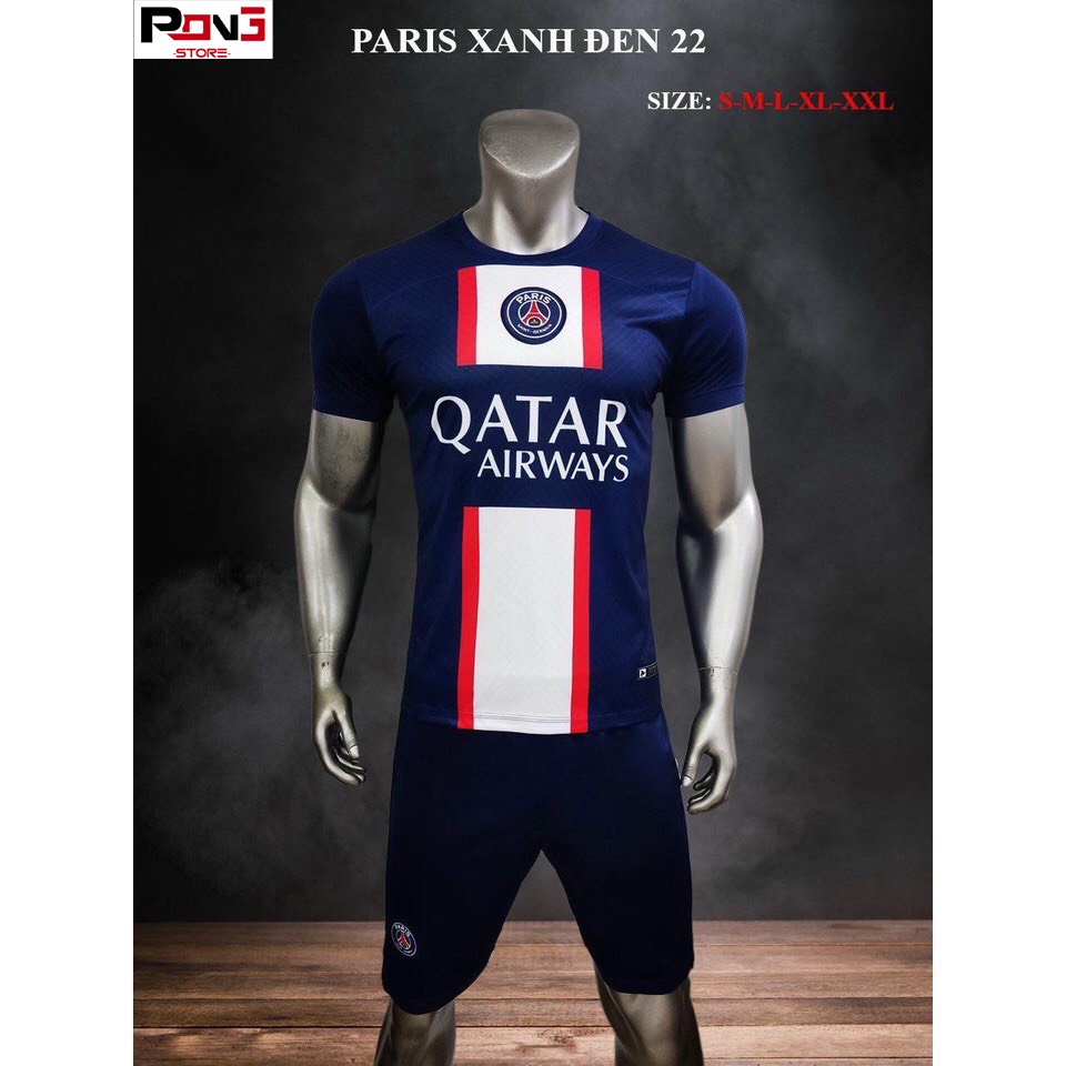 Bộ bóng đá nam, nữ chất thun lạnh  câu lạc bộ Paris Saint-Germain PSG. Bộ đồ đá banh CLB PSG co giãn thấm huýt mồ hôi