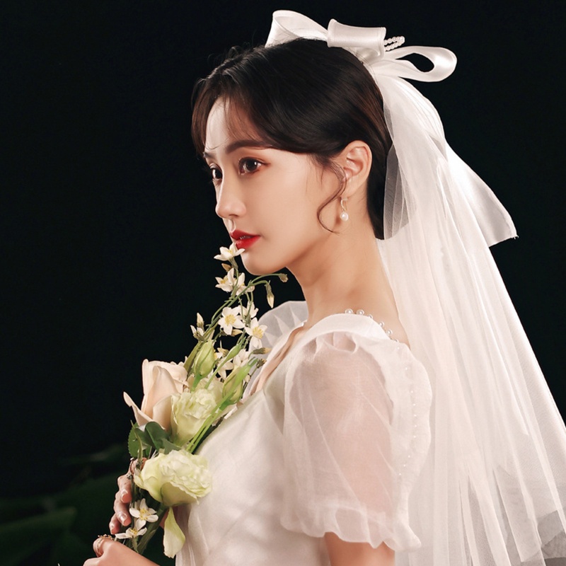 Mạng Che Mặt Vải Tuyn Nhiều Lớp Cắt Cạnh Trang Trí Cho Cô Dâu