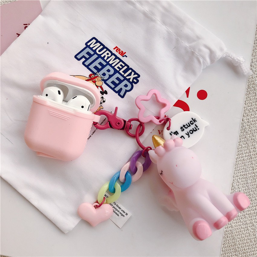 Keychain unicorn Apple Airpods case Silicone protective cover for i9 i10 i11 i12 i13