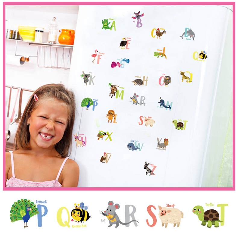 Tranh Decal Bảng chữ cái dán tường cho bé học chữ ngộ nghĩnh