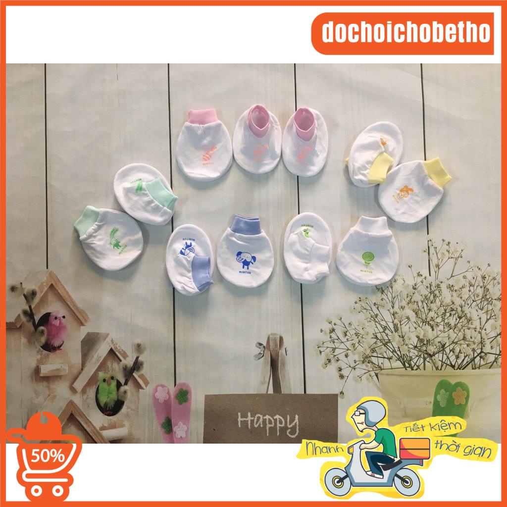 Bao tay chân Minh Triều Mintuu mẫu cổ tròn, set bao tay chân cô bo không hằn không ngứa cho trẻ sơ sinh