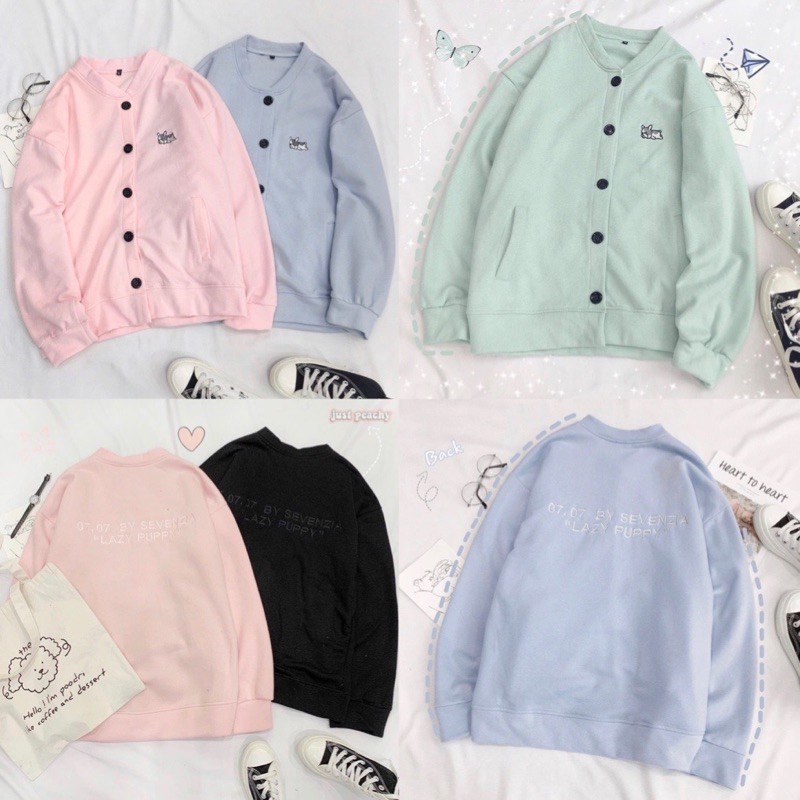 Áo Cardigan jacket Hình 07 chó ngủ ❤️ Chất nỉ bông cotton
