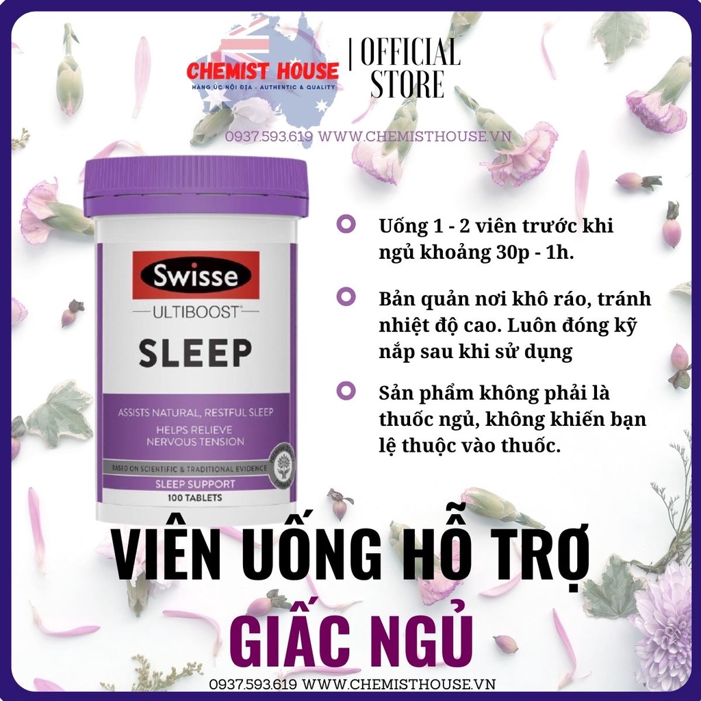 [Hàng chuẩn Úc] Viên uống hỗ trợ giấc ngủ Swisse Sleep Support DATE 2023