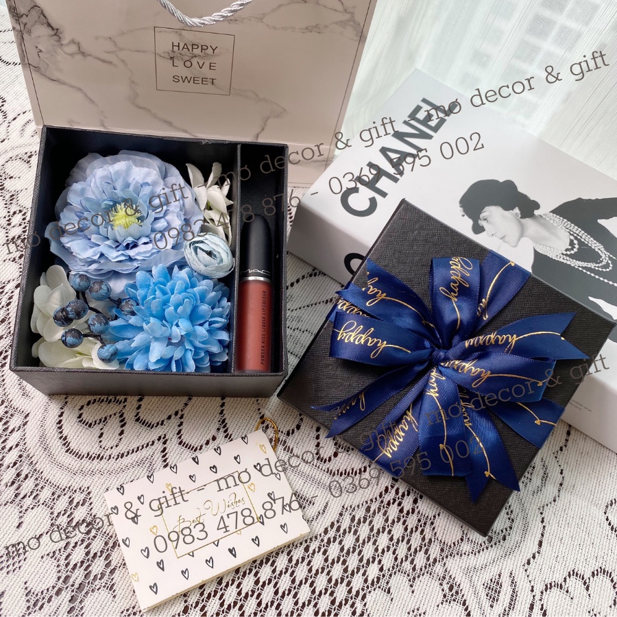 Hộp Đựng Son 13,5 x 13,5cm Mic Hoa Lụa Siêu Đẹp - Handmade By Mơ Decor