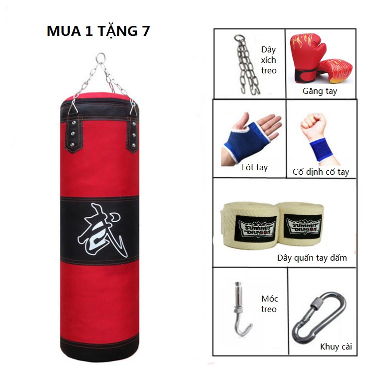 Vỏ Bao Đấm Bốc Boxing Treo Tường Chọn Chiều Dài - Mua 1 tặng 7 Phụ Kiện – Chính Hãng miDoctor