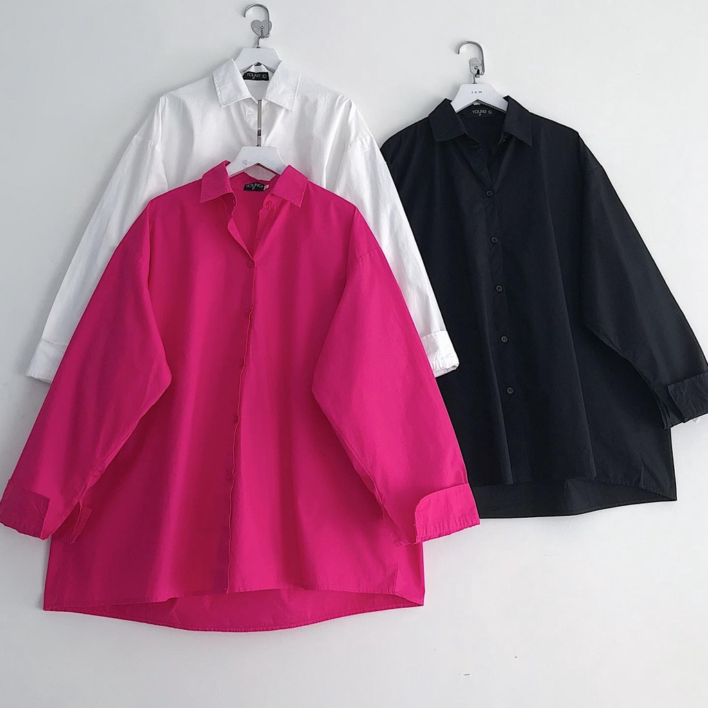 Sơ Mi Nữ Form Rộng JEM CLOSET Áo Sơ Mi Nữ Hàn Quốc GINGI Tay Dài Cổ Bẻ Basic Nhiều Màu Phối Đồ Cực Xinh 10260