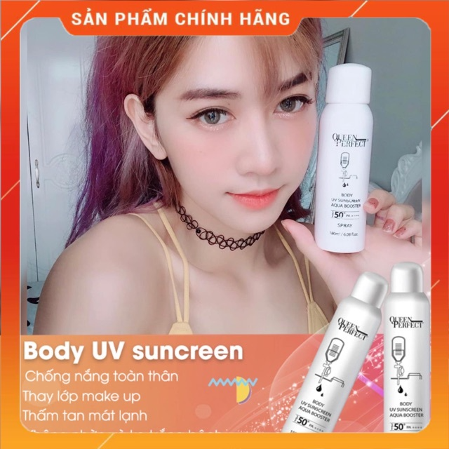 Xịt Chống Nắng Nâng Tông trắng da Che Khuyết Điểm ngăn ngừa lão hóa Queen Perfect Chính Hãng