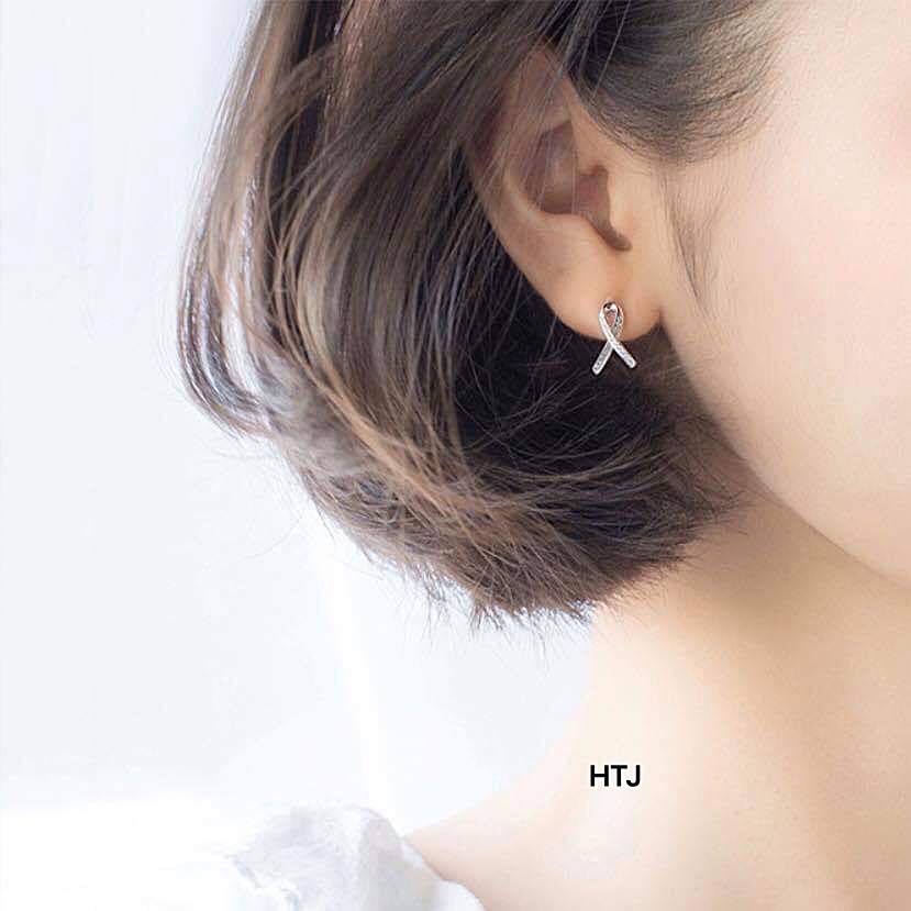 Hoa tai nữ vắt chéo bạc ta giá tốt