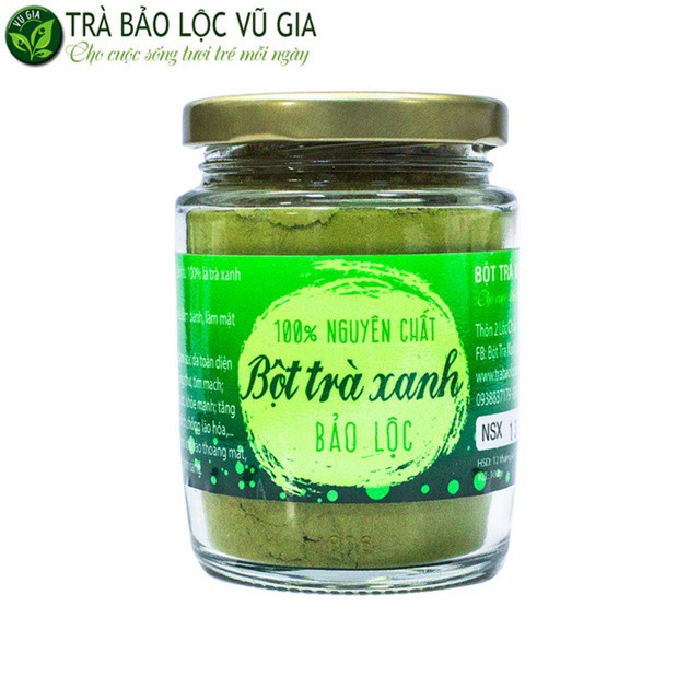 Bột Trà Xanh Nguyên Chất Bảo Lộc Vũ Gia (100g/ hũ) - Đã được kiểm nghiệm y tế