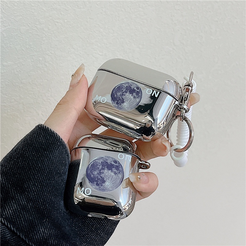 Vỏ Bảo Vệ Hộp Sạc Tai Nghe Airpods Pro 2 / 3 / 3 Mạ Điện Kèm Dây Đeo Phù Hợp