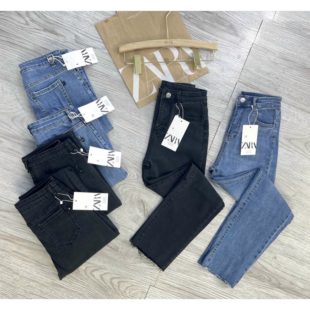 QUẦN JEANS BÒ ÔM CO GIÃN TUA GẤU HAI MÀU TÔN DÁNG
