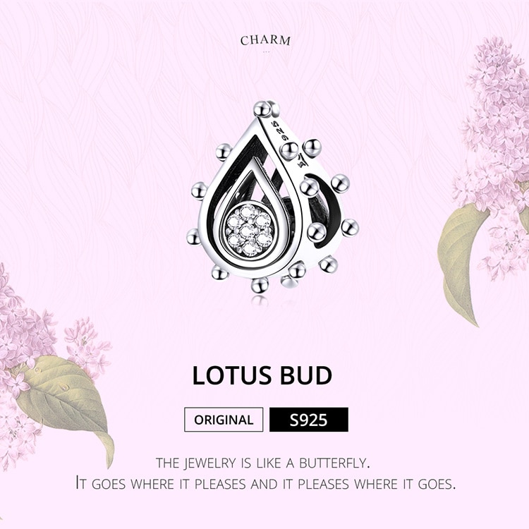 Phụ Kiện Hạt Charm Bamoer Bằng Bạc 925 Scc1723 Hình Hoa Sen Xinh Xắn