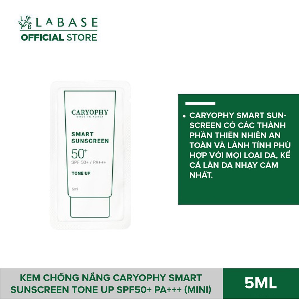 Kem chống nắng thông minh Caryophy Smart Sunscreen Tone Up SPF50+ PA+++ 5ml (Sample) - Hàng Nhập Khẩu