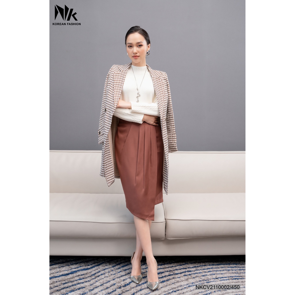 Chân Váy Dài Bút Chì Công Sở NK Fashion, Thiết Kế Tà Lệch Độc Đáo Dáng Dài Sang Trọng Kèm Đai NKCV2110002