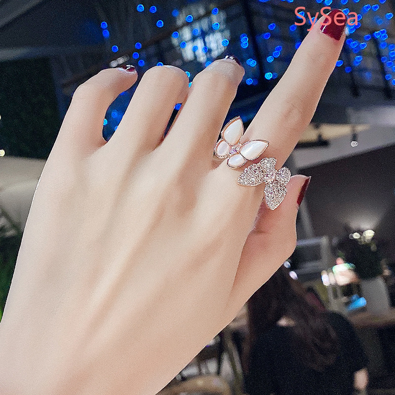 Nhẫn Hở Hình Bướm Đính Đá Zircon Thời Trang Cho Nữ