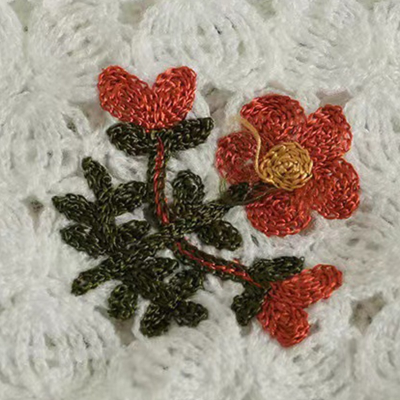 Áo Croptop Dệt Kim Tay Ngắn Phồng Thêu Họa Tiết Hoa Phong Cách Cổ Điển Thời Trang Cho Nữ