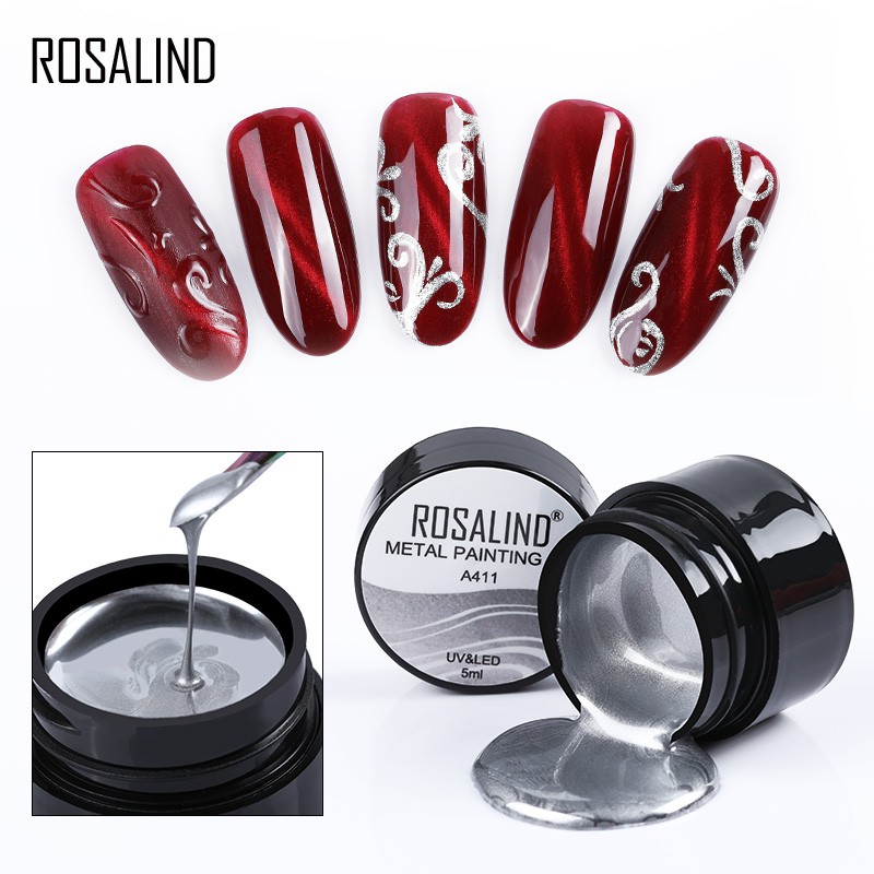 ❀ROSALIND❀ 5ml Gel kim loại sơn sáng cho các thiết kế nghệ thuật móng tay đèn LED / đèn UV