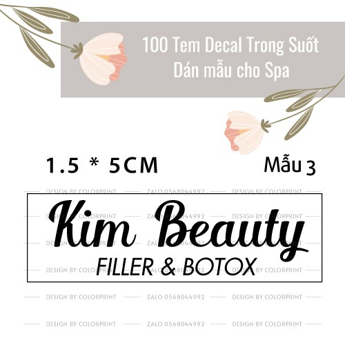 Combo 100 Tem/ Sticker Dán Mẫu Spa
