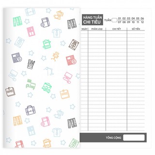Sổ tay planner "Giữ tiền" 21x11 Bìa đồ vật ghi tiết kiệm, thu chi, tài chính, chi tiêu