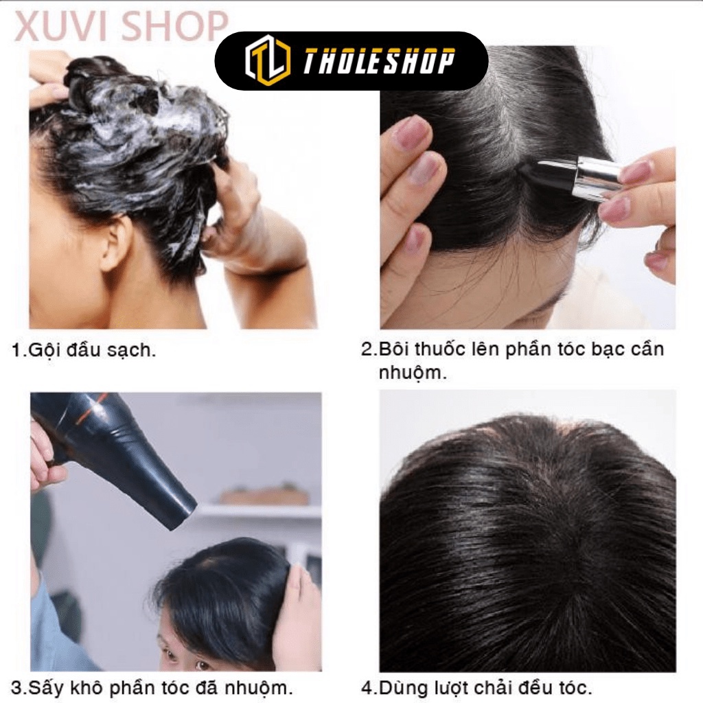 [SALE] Son Nhuộm Tóc - Son Che Phủ Tóc Bạc Thành Đen, Nâu Tạm Thời Saion Tiện Dụng 8496