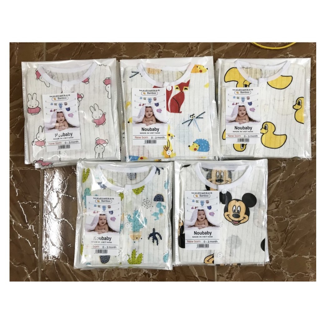 Bộ cotton giấy ngắn tay mặc hè siêu mát thấm mồ hôi bé (2-14kg)