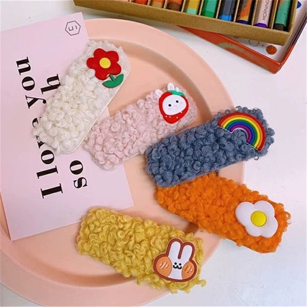 Kẹp tóc vải lông trang trí nhân vật hoạt hình nhiều màu sắc tùy chọn đáng yêu