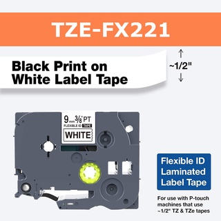 Tze-fx221, tzefx221 nhãn in đa lớp brother 9mm x8m, chữ đen nền trắng