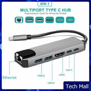 Thiết bị cắm usb loại c 6 trong 1 với hdmi 4k rj45
