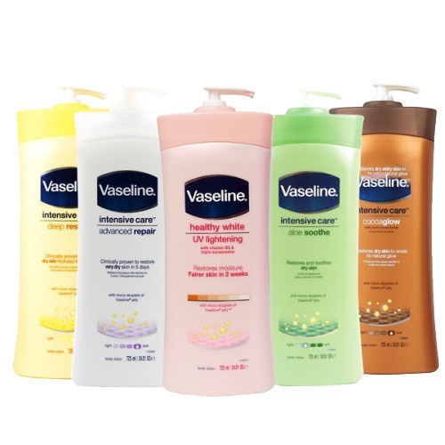 ( Có sẵn màu hồng ) DƯỠNG THỂ VASELINE 725ML (HỒNG- VÀNG-XANH-TRẮNG) 725ML