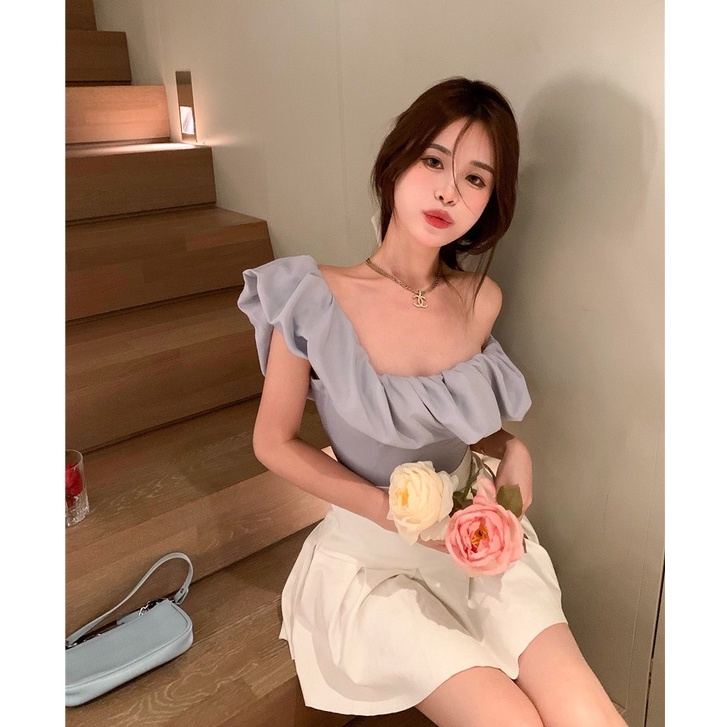 Áo sơ mi trễ vai Emilyshop ulzzang