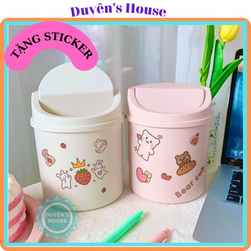 [Tặng Sticker] Thùng Rác Mini Nắp Lật Để Bàn Xinh Xắn, Đựng Rác, Dụng Cụ Văn Phòng Phẩm - P089