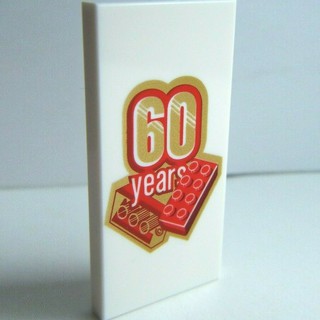 [1 Cái] LEGO Miếng 2x4 Trắng Phẳng Mỏng Kỷ Niệm 60 Năm - LEGO 	White Tile 2 x 4 with '60 years' Pattern ID 6218943 37590