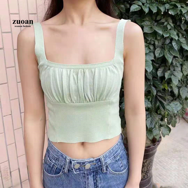 Áo Tank Top Dệt Kim Màu Trơn Lưng Cao Quyến Rũ Cho Nữ | WebRaoVat - webraovat.net.vn