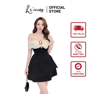 Váy Trễ Vai LECOONG V181 Dáng Ngắn Chữ A Đính Đá