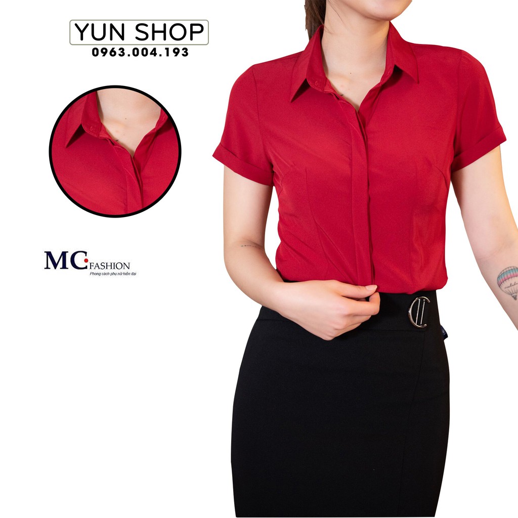 Áo Sơ Mi Cộc Tay Công Sở - MC Fashion A0198 Màu Đỏ Đô