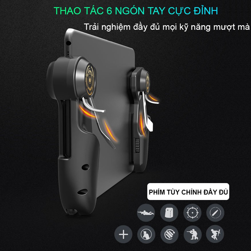 Tay cầm chơi game iPad Taplet SIDOTECH Memo AKPad 6K  Autotap chơi PUBG/FreeFire/ROS sáu ngón siêu nhạy máy tính bảng