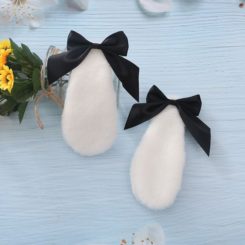 Kẹp Tóc Nơ Tai Thỏ Bằng Lông Nhung Màu Kẹo Dùng Hóa Trang Lolita Dễ Thương Cho Bạn Gái