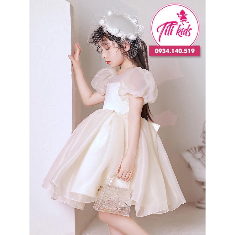 Đầm Bé Gái TiTiKids Đầm Công Chúa Voan Da Tay Phồng CC199
