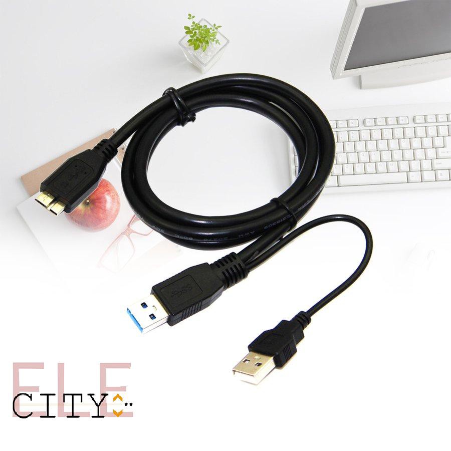 ✨COD✨0.6m Dual USB 3.0 A Male to Micro B Y Black Power Data Cable Mobile Hard Disk