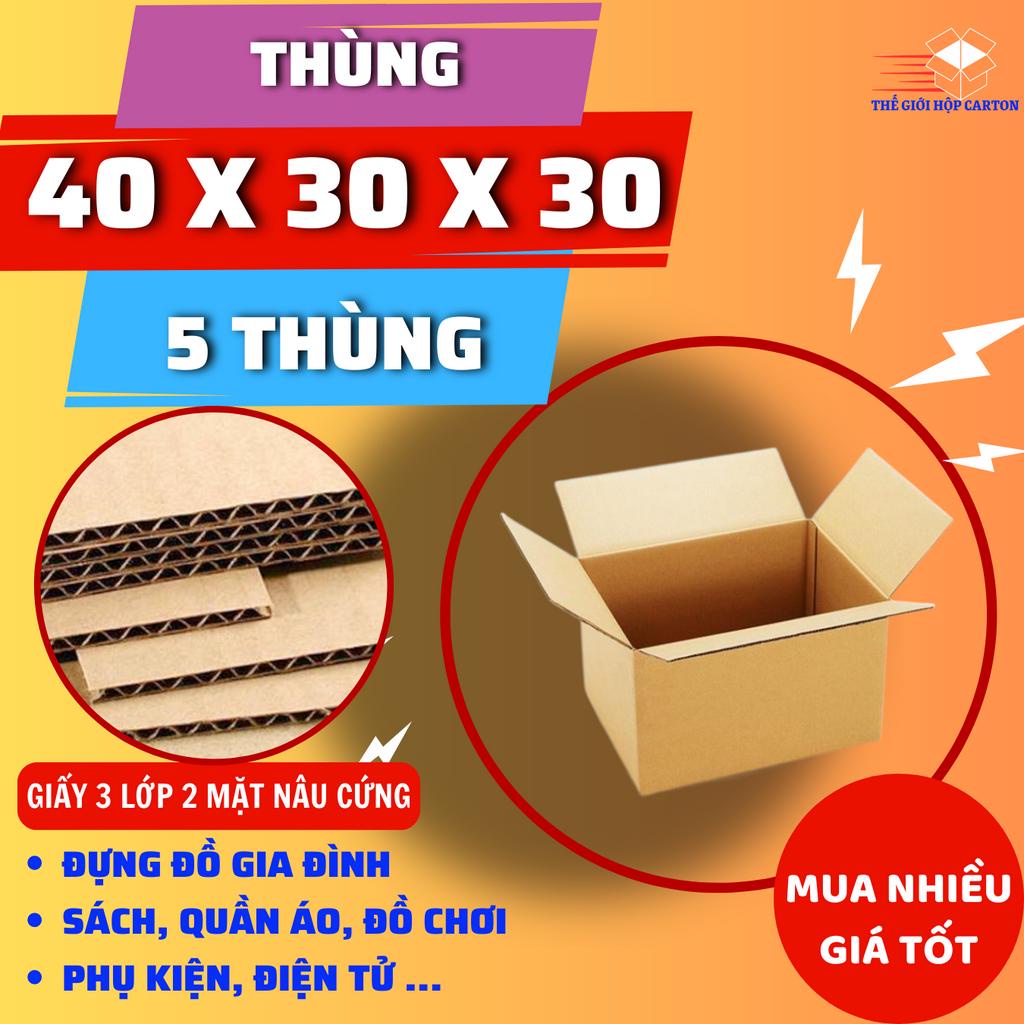 5 Thùng Carton 40x30x30 đựng đồ gia đình, chuyển nhà, vật dụng lớn, sách báo cũ, đóng gói hàng hoá - Thế Giới Hộp Carton