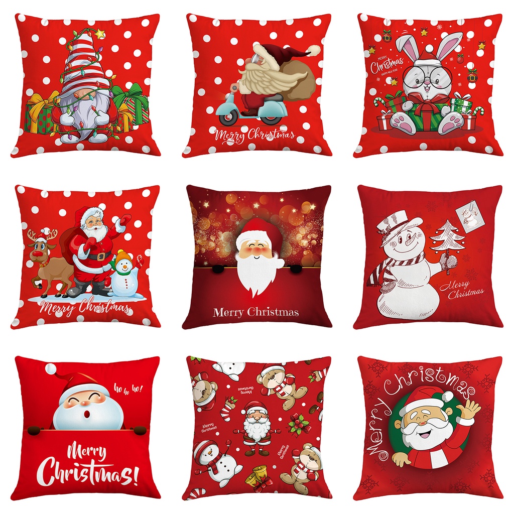 Vỏ Gối Ẩn Thoáng Khí Có Khóa Kéo In Họa Tiết Ông Già Noel Trang Trí Nhà Cửa / Khách Sạn