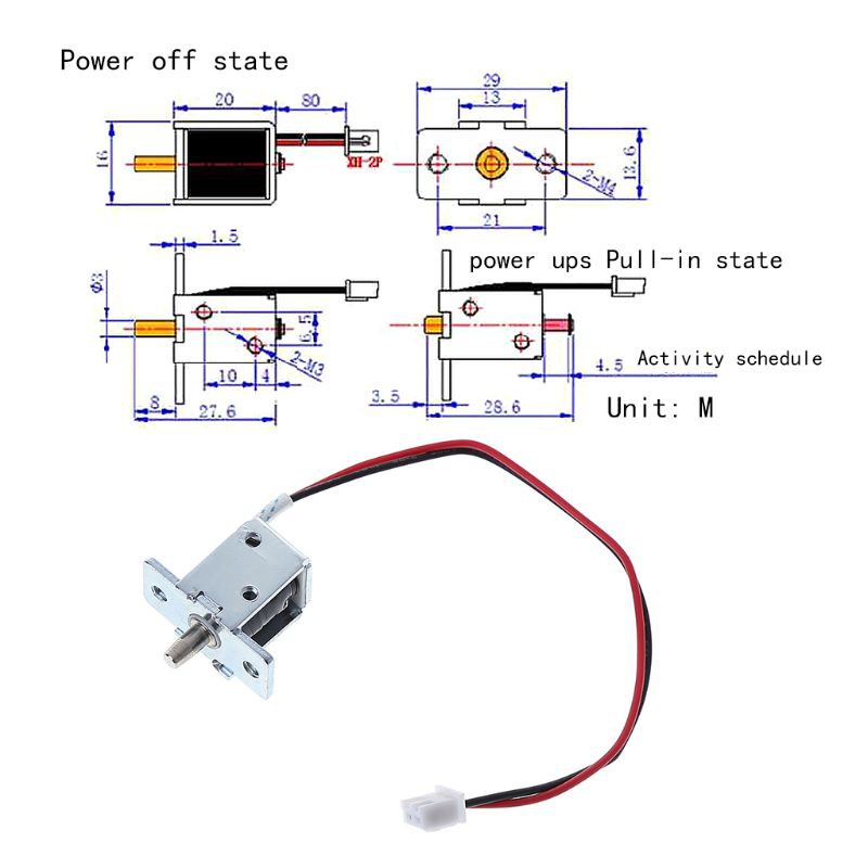 Khóa điện Solenoid từ tính loại nhỏ DC 12V 0.5A chất lượng cao