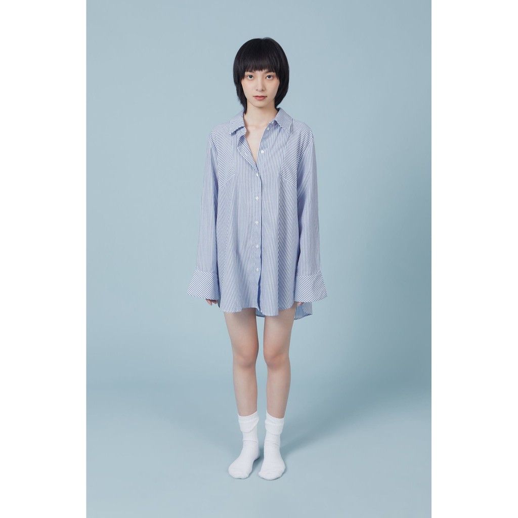 TheBlueTshirt - Áo Sơ Mi Phom Rộng Nữ - Oversized Patch Shirt