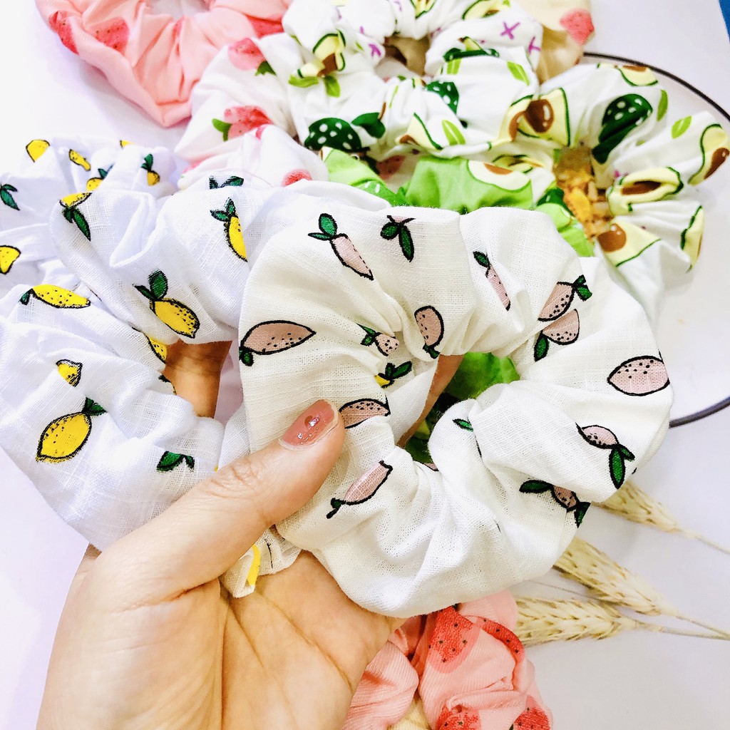 Cột Tóc Vải Scrunchies - Dây Buộc Tóc Scrunchies mẫu hoa quả